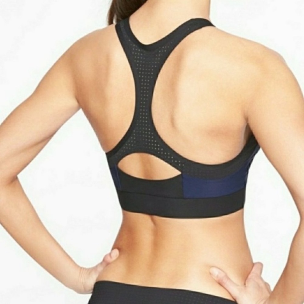 Like New Athleta black high neck bikini top sports bra top small Supportive CUTE - Picture 2 of 7
